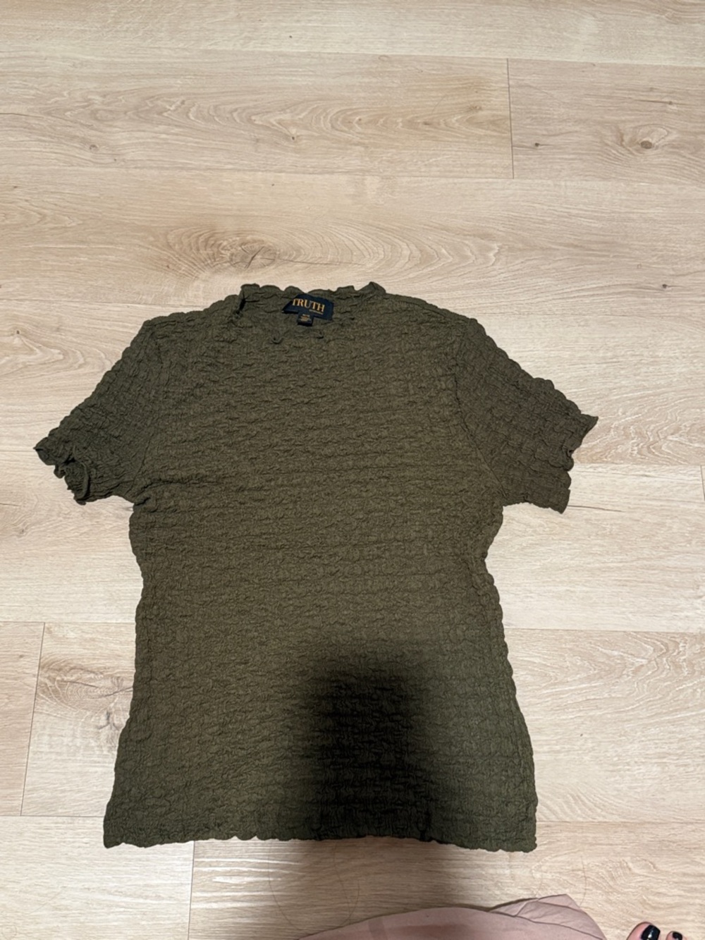 TRUTH Olive Textured Short Sleeve Knit Top
